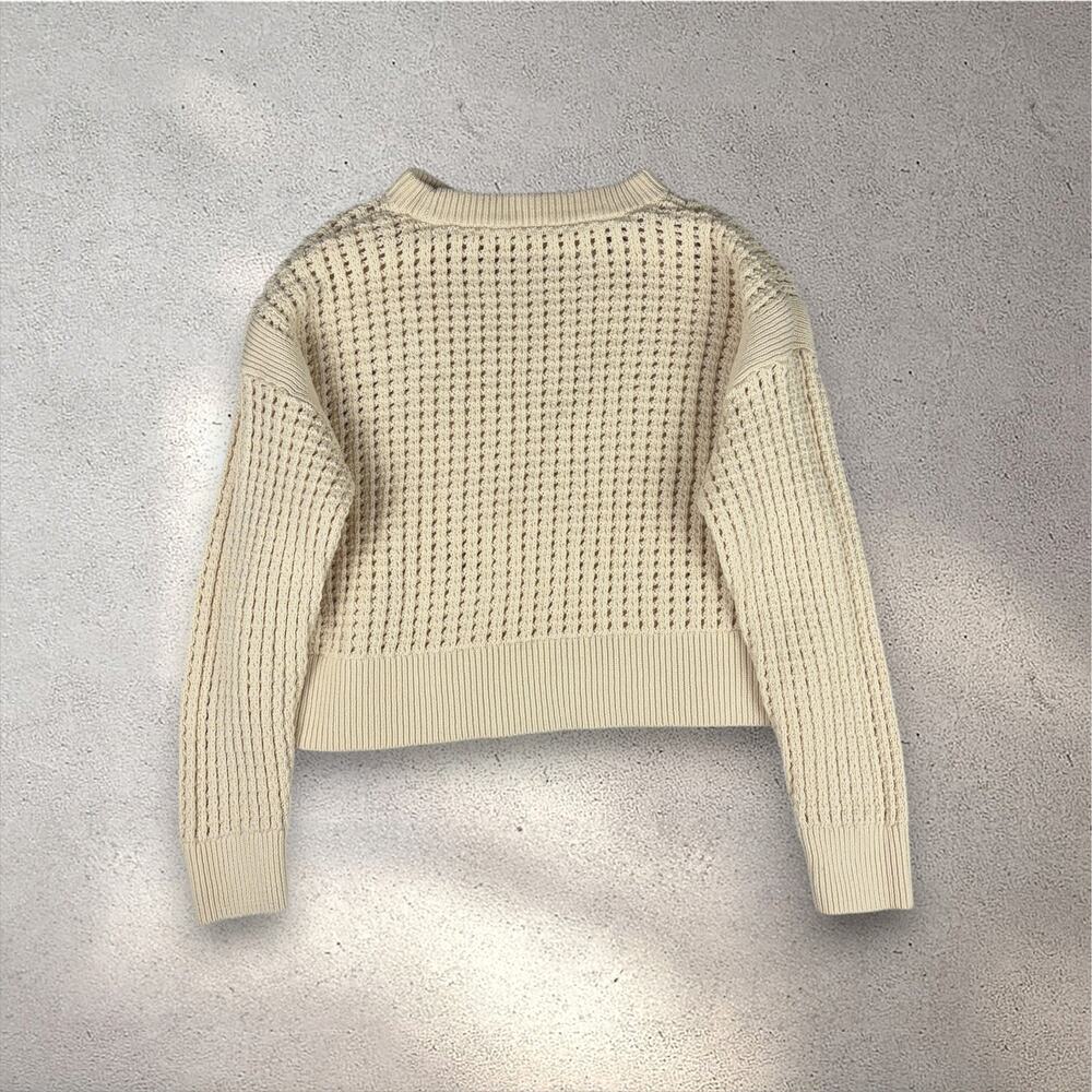 Old Navy Open-Stitch Crewneck Sweater Women's M Sea Salt Cream Normcore Oatmeal - Picture 3 of 10